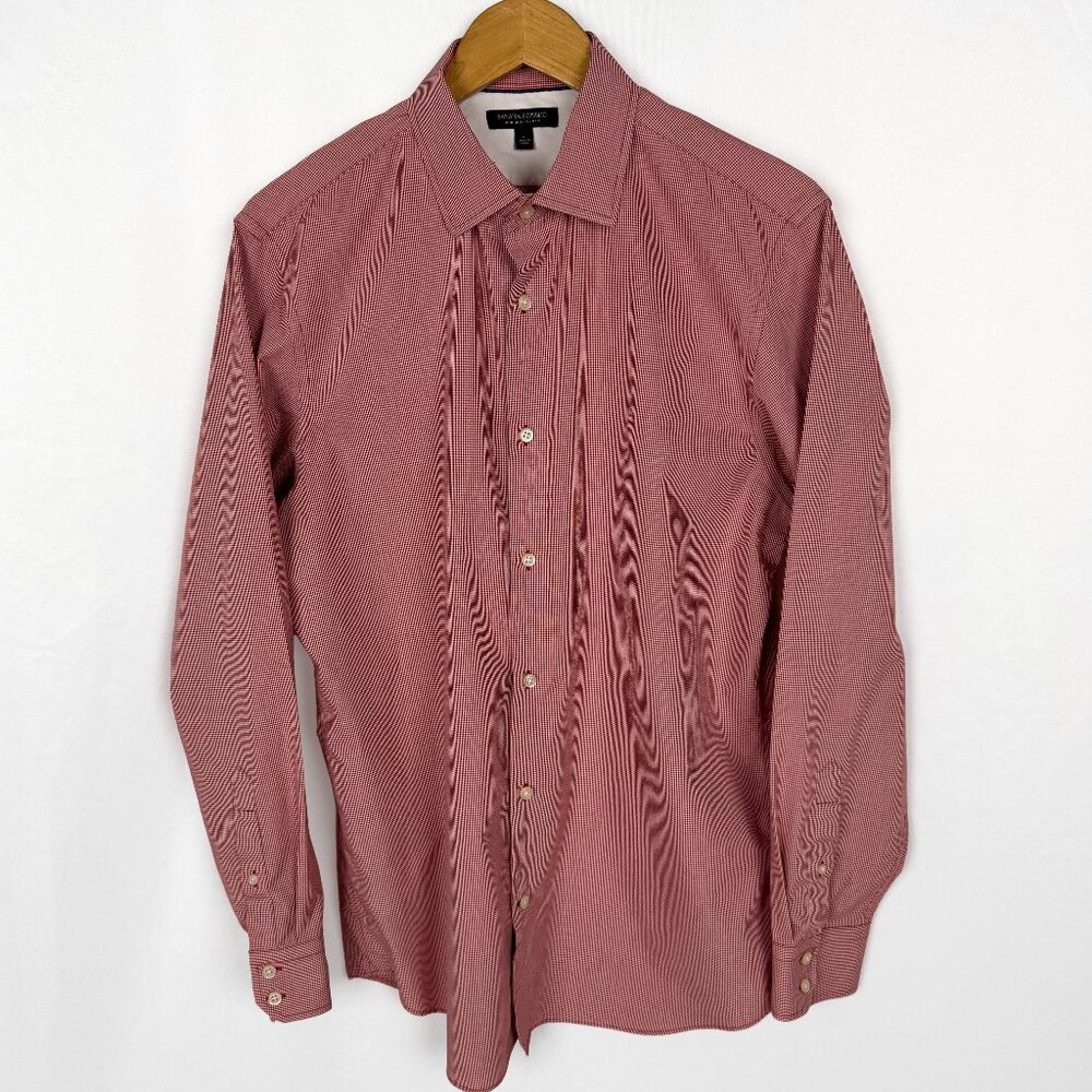 Banana Republic Men's Size L Red and White No-Iron Slim Fit Shirt
